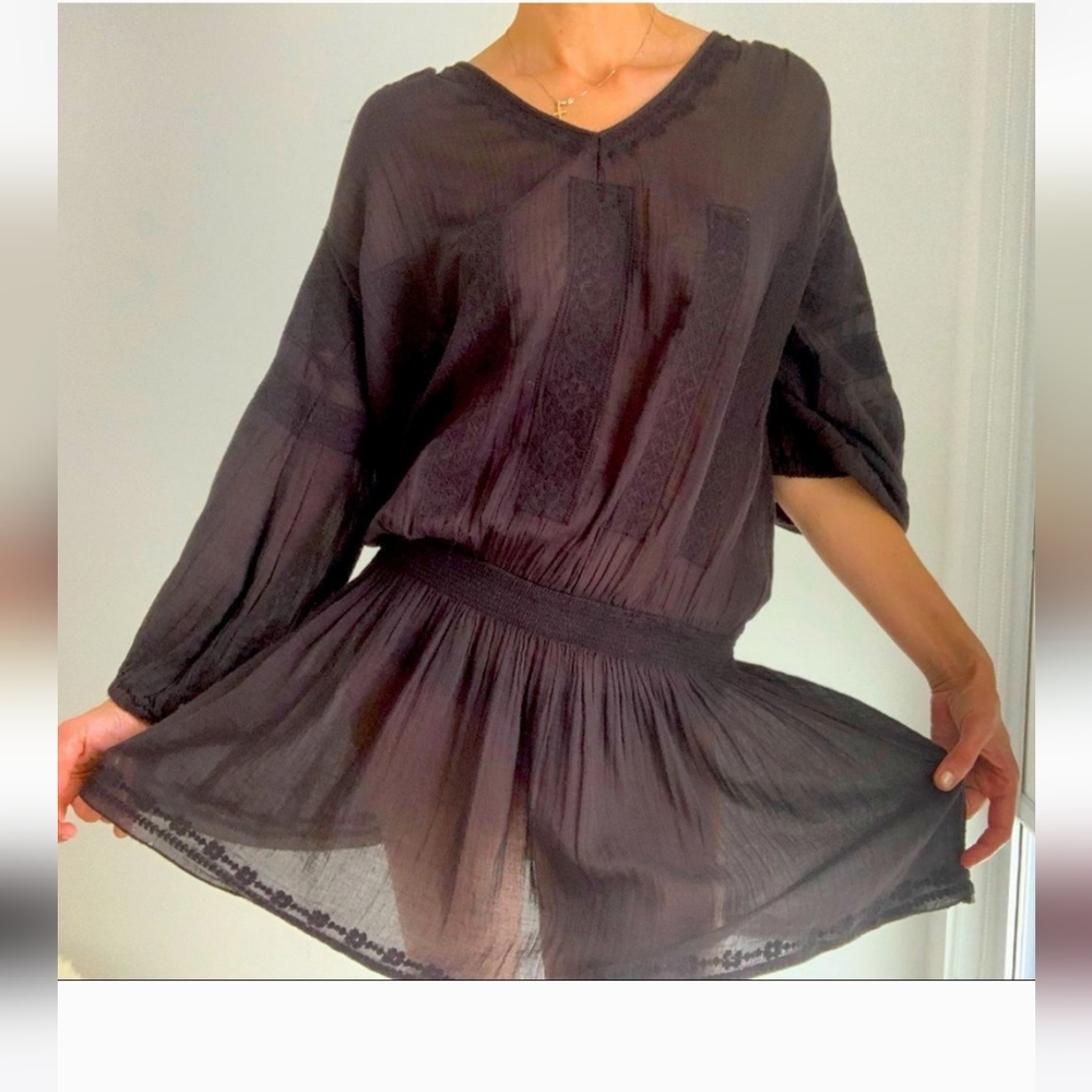 Star mela embroidered sheer cover-up size s